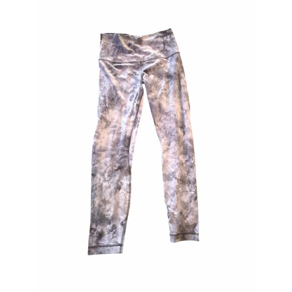 lululemon athletica Pants - Lululemon High-Rise Full Length Leggings Gray White Tie Dye Size 8